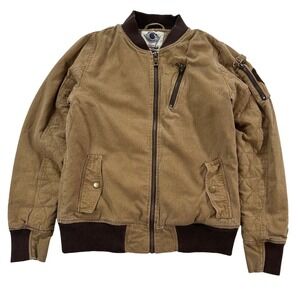 URBAN REPUBLIC Mens Bomber Jacket Brown Quilted Sleeve Utility Pockets XL